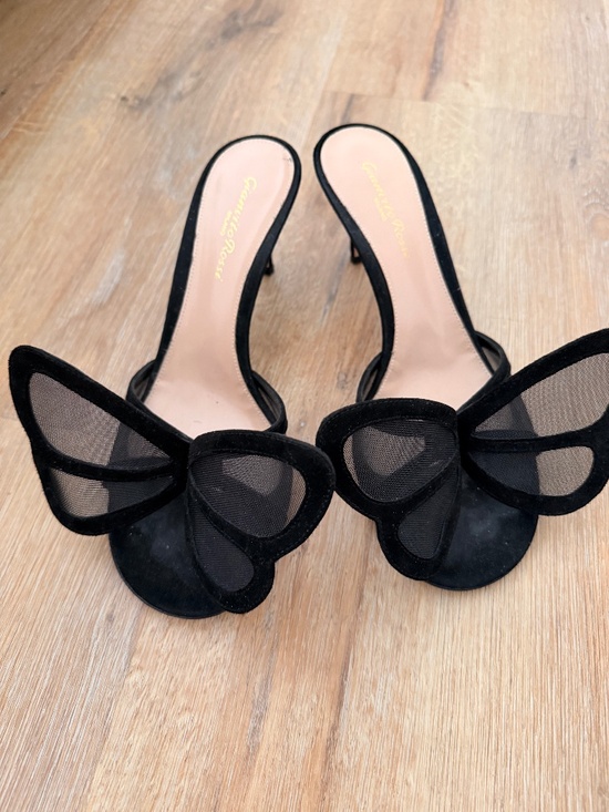 Gianvito Rossi Shoes - Gianvito Rossi llia Suede Butterfly Mules Black 70mm-Size 38